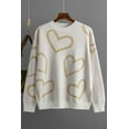 thumbnail image 5 of Heart Print Turtleneck Long Sleeve Loose Fit Sweater (FreeSize, MultiBeige), 5 of 7