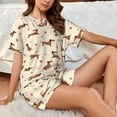 thumbnail image 4 of Daiia Heart Dachshund Pattern Womens Pajama Sets Short Sleeve Pajamas for Women Sets Soft Lounge Sets Casual Round Neck Sleepwear PJS-4X-Large, 4 of 7