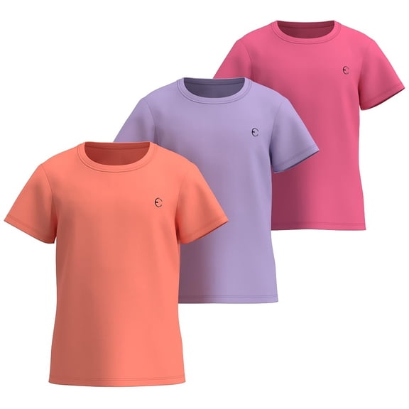 Essenclo Girls Short Sleeve T Shirts Crew Neck Tees Kids 3-16 (3-Pack)