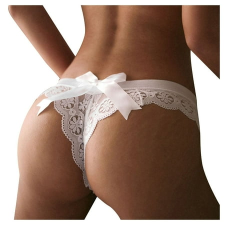 Midwennn New Hot Panties for Women Crochet Lace Lace Up Panty Sexy Hollow Out Underwear Lace Panties with Opening