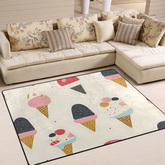 Ice Creams Area Rug Washable 80 x 58 Floor Carpet Mat Non Slip for Bedroom Living Room Home Decor