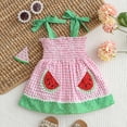 thumbnail image 2 of RMGVDSD Baby Girl Dress Toddler Girls Dresses Sleeveless Plaid Romper Dress Watermelon Embroidery Suspenders Dress Summer Sundress 6-12 Months, 2 of 7