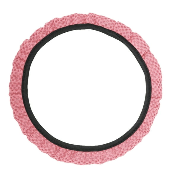 Unique Bargains Steering Wheel Cover 14.6"-15" Car Steering Wheel Cover Viscose Fiber Pink 1 Pc