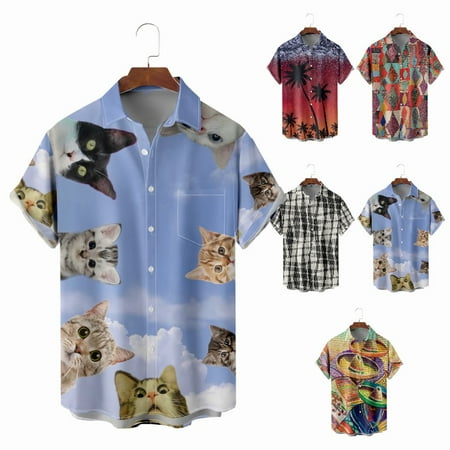 

Big Men s Beach Button Down Shirts Tropical Relaxed-Fit Bowling Shirts For Men