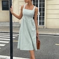 thumbnail image 2 of CIENVNSTG Women Sweet Maxi Dress Wide Strap Square Neck Flare Dress Summer Sundress Green XL, 2 of 5