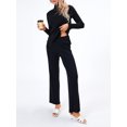 thumbnail image 3 of KelaJuan Women's 2 Piece Casual Outfits Long Sleeve High Neck Knit Tops Solid Color Wide Leg Pants Sets Streetwear, 3 of 6