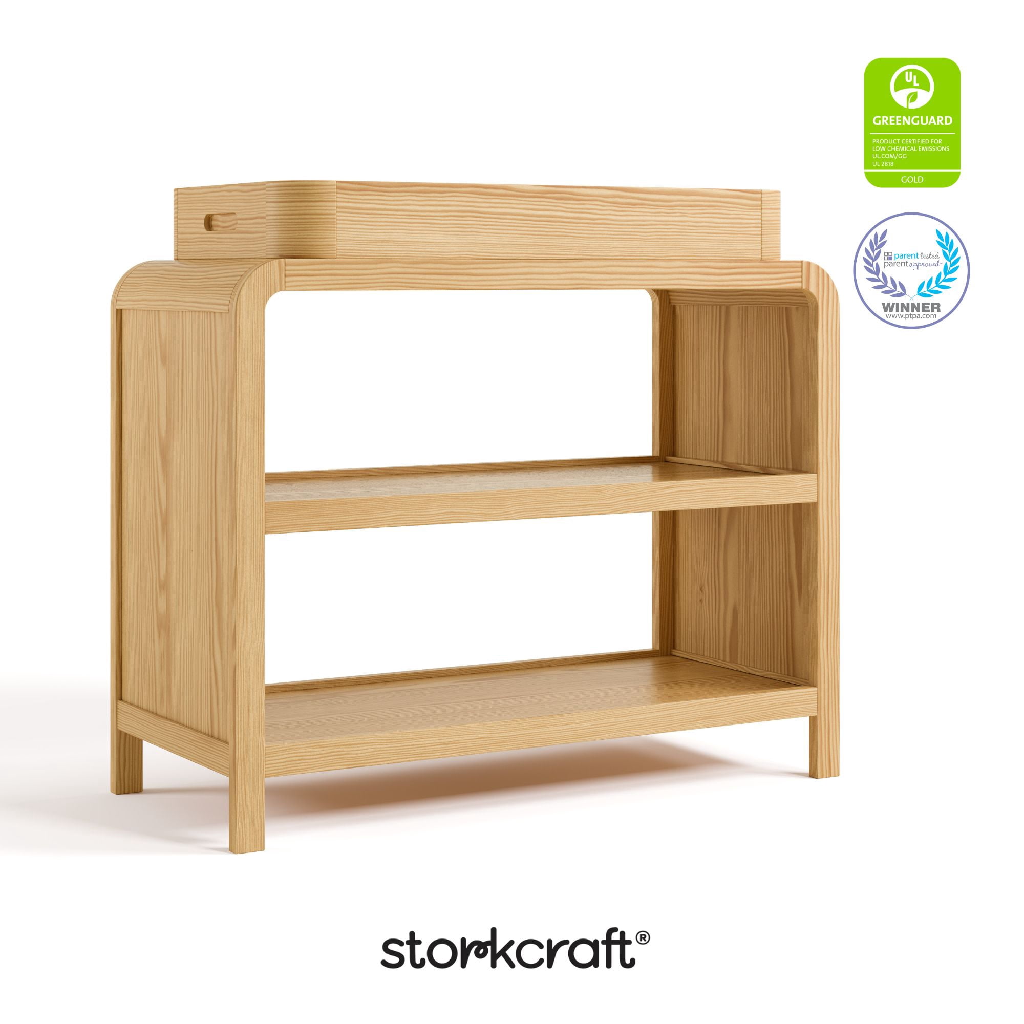 Storkcraft Santos Changing Table with Removable Infant Changing Table Topper, Natural