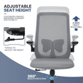 thumbnail image 3 of MoNiBloom Set of 2 Ergonomic Office Chair, Adjustable Swivel Computer Seat with Backrest & Armrest for Guest Reception, Grey, 3 of 12