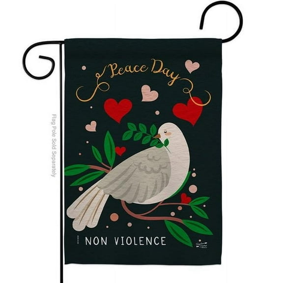 Angeleno Heritage G135406-BO 13 x 18.5 in. Peace No Violence Garden Flag with Expression Inspirational Double-Sided Decorative Vertical Flags House Decoration Banner Yard Gift