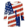 thumbnail image 4 of POTETI TShirts 4th of July Women Independence Day Carnival 3/4 Sleeve Crew Neck American Flag Print T-Shirts Tops, 4 of 4