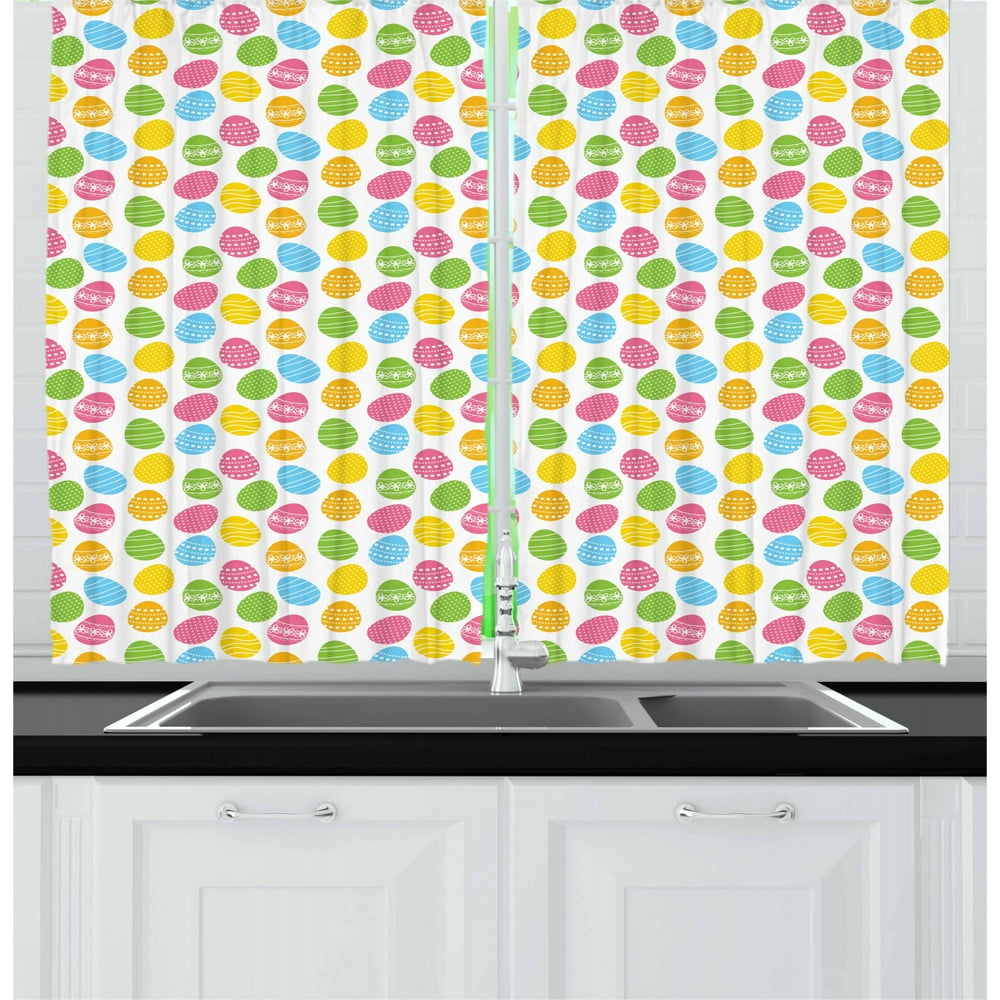 Easter Curtains 2 Panels Set, Greeting the Colorful and Fun Spring