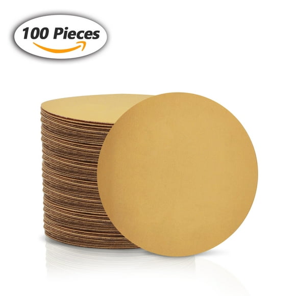 SPEEDWOX 100 Pcs 6 inch Sanding Discs 500 Grit Dustless Hook and Loop Sandpaper for Random Orbital Sander Yellow Finishing Discs for Automotive Woodworking