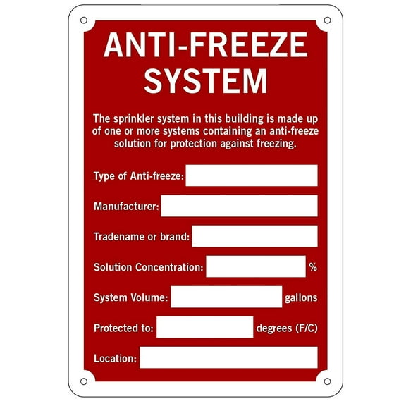 Anti-Freeze System SIGN (Aluminium rust free, 7x10)