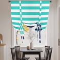 thumbnail image 4 of Tie Up Curtains for Windows Turquoise Stripes Valance Adjustable Balloon Curtain Navy Blue Nautical Anchor Tie Up Shades for Kitchen Living Room Bedroom Privacy Curtain Drape 34x45 Inch, 4 of 9