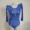 thumbnail image 1 of Mono de diamante caliente Lencería sexy jacquard europea y americana Malla hueca de una pieza malla sexy azul real talla única（3 piezas） ShuxiuWang 9024715029775, 1 of 1