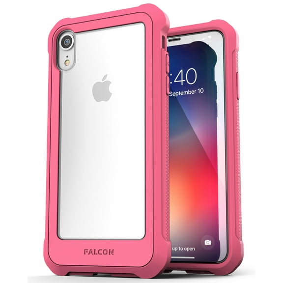 iPhone XR Clear Protective Case, Full Body Transparent Cover (Falcon) Pink
