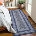 thumbnail image 2 of Haperlare Machine Washable Runner Rug Bordered Geometric Modern Runner Rugs for Hallway Entryway Laundry Non Slip Indoor Mat,2'x6',Blue, 2 of 7