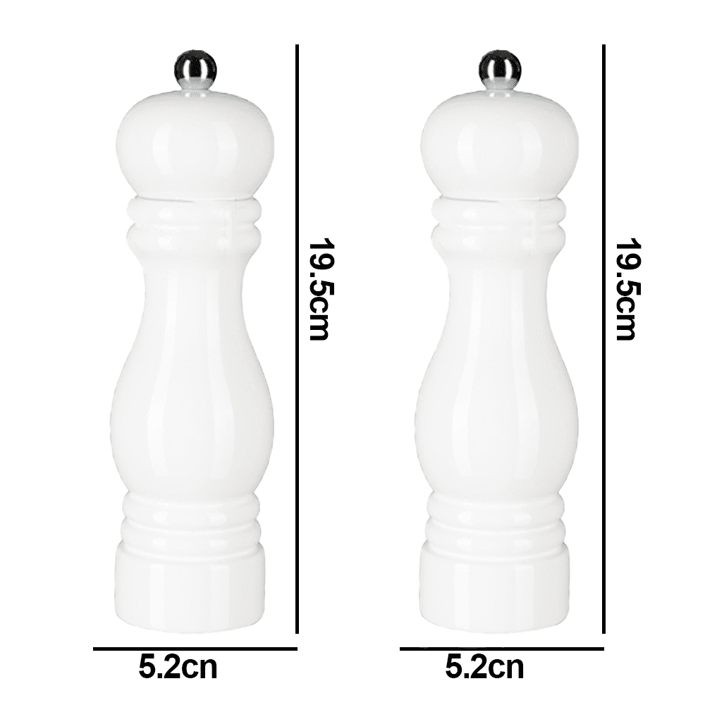 Salt and Pepper Grinder set, Adjustable Coarseness and Refillable Sea Salt and Pepper with Ceramic Core, Mills Shakers for Kitchen Restaurant, White