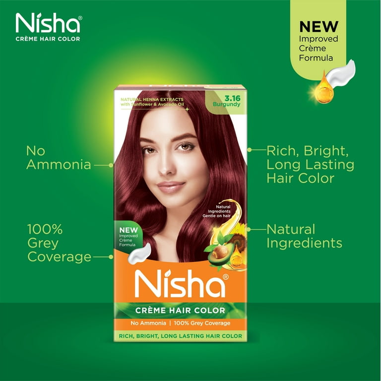 Nisha Crème Hair Color, Permanent Burgundy Hair Dye Color