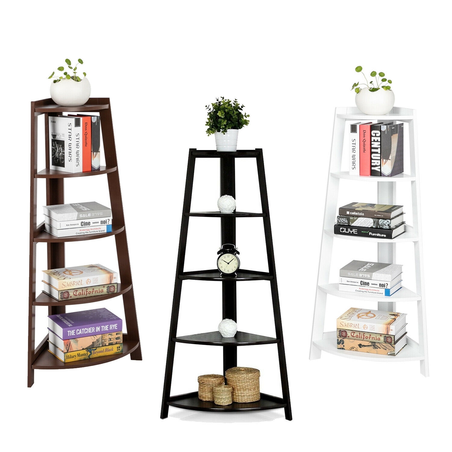 High Quality Bamboo Corner Shelf 4-Tier Bookcase Storage Rack Plant Stand Hot US 