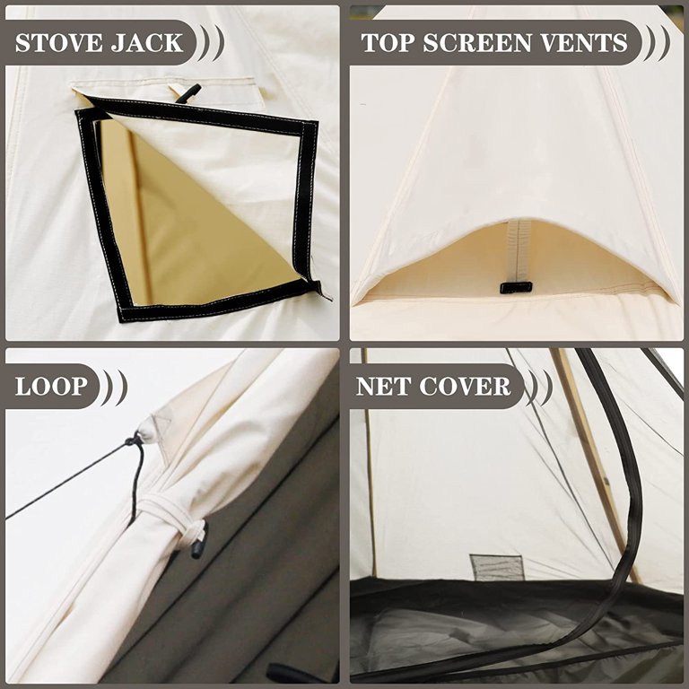 Coewske Camping Tent 4 Season Canvas Tent Hot Tent with Stove Jack Hole  White - Walmart.com