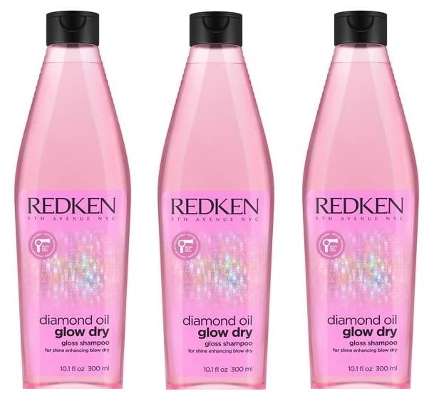 Redken Diamond Oil Glow Dry Gloss Shampoo 10.1 oz (Pack of 3)