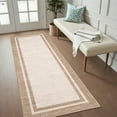 thumbnail image 3 of Garvee 2'x6' Modern Bordered Runner Rug Solid Rugs, Washable Rugs Neutral Minimalist Carpet with Non Slip Backing Soft Thin Low Pile Rugs for Hallway Bedroom Home Decor, Beige Pink, 3 of 9