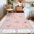 thumbnail image 3 of Garvee 9'x12' Floral Area Rug Modern Print Bordered Carpet, Washable Rug Non Slip Indoor Floor Mat for Living Room Bedroom Dining Room, Pink, 3 of 6