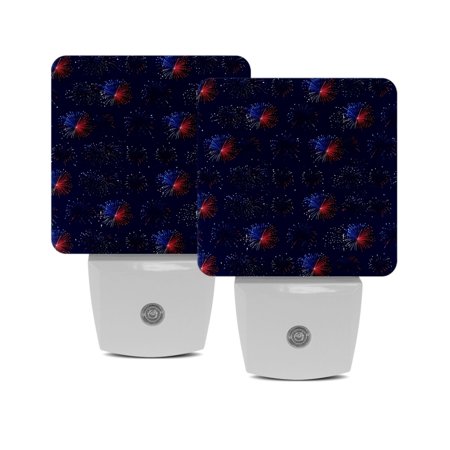 

Night Lights Plug Into Wall [2 Pack] Night Light for Kids LED Nightlight with Dusk to Dawn Sensor for Bathroom Decor Children Room Blue Red Star Fireworks American