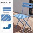 thumbnail image 3 of KAMEROUT 3-Piece Folding Bistro Set with 2 Chairs and 1 Table for Patio, Yard, Blue, 3 of 7
