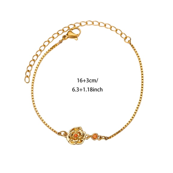 NICKSUN Birth Flower Bracelets, 14K Gold Plated Birth Month Floral Birthstone Charm Bracelets Wildflower Birthflower Jewelry Birthday Gifts for Women