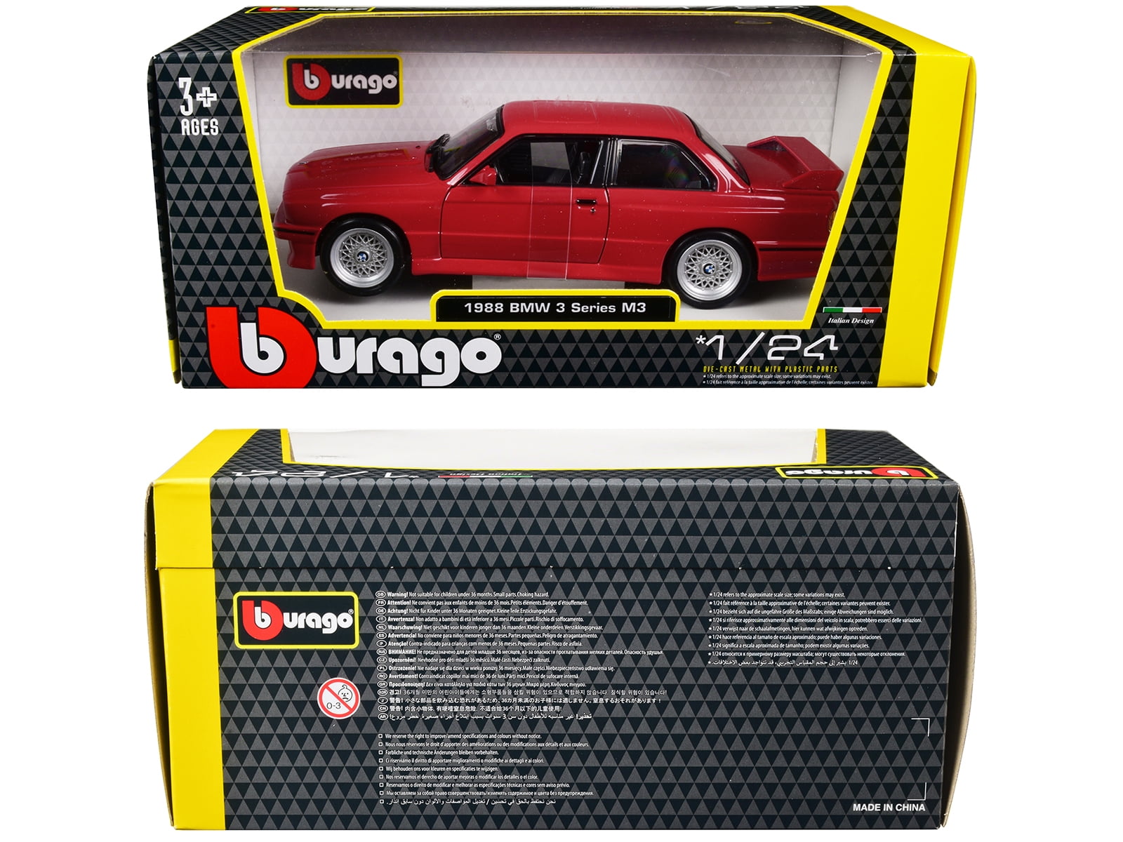 1988 BMW 3 Series M3 E30 Red 1/24 Diecast Model Car by