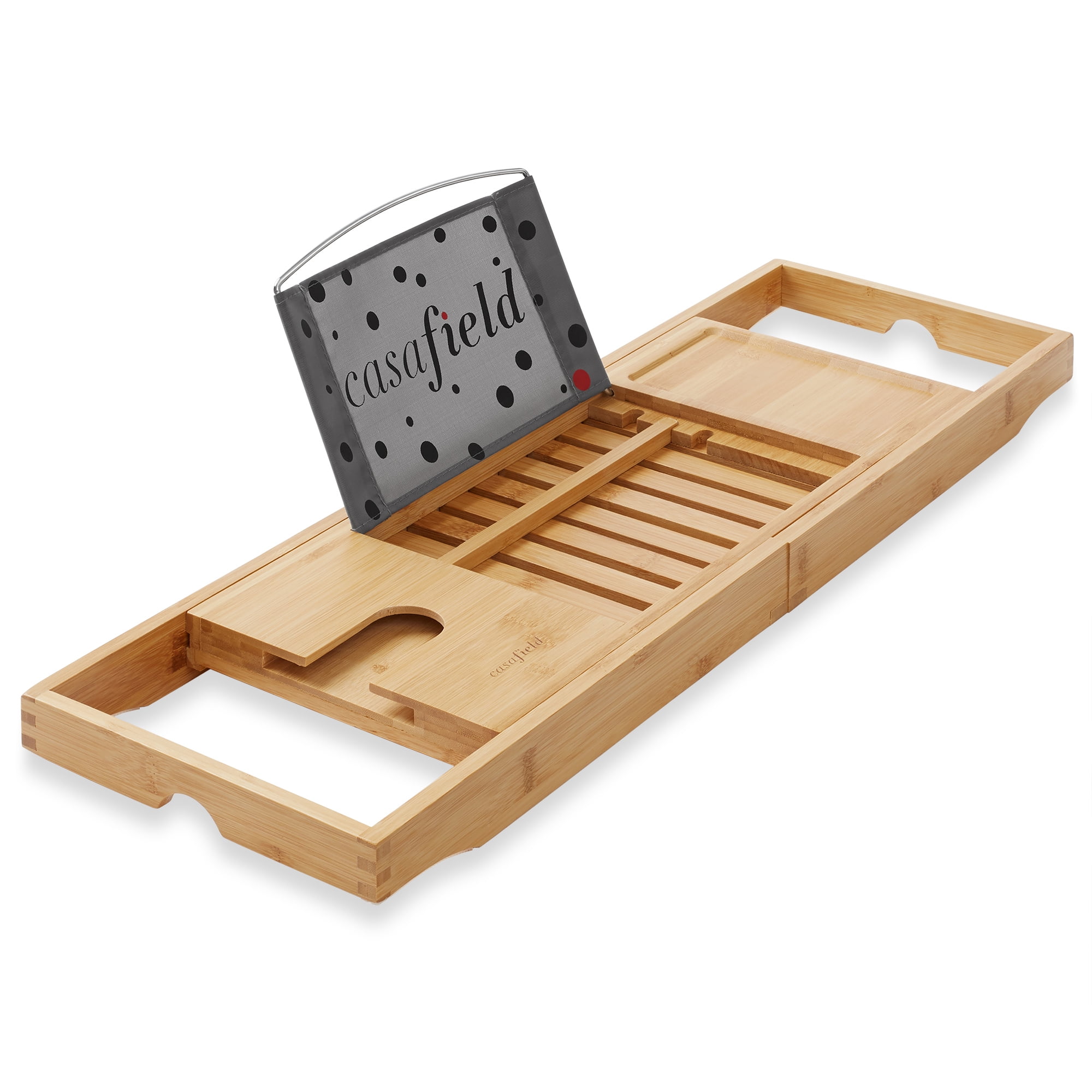 Bamboo Bathtub Caddy Shower Rack Bath Tub Tray Organizer Book/Pad/Tablet Holder 