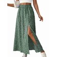 thumbnail image 2 of Women'S Floral Print Wrap Skirt, Casual Side Slit Midi Skirt for Vacation & Resort Wear Green M, 2 of 8