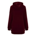 thumbnail image 6 of Glonme Loose Fit Hooded Jacket Womens Casual Pockets Zip up Hoodies Tunic Sweatshirt Plus Size Long Hoodie Jacket Wine Red 2XL, 6 of 6