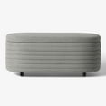 thumbnail image 4 of WestinTrends 42" Wide Mid-Century Modern Upholstered Teddy Sherpa Tufted Oval Storage Ottoman Bench, Light Gray, 4 of 7