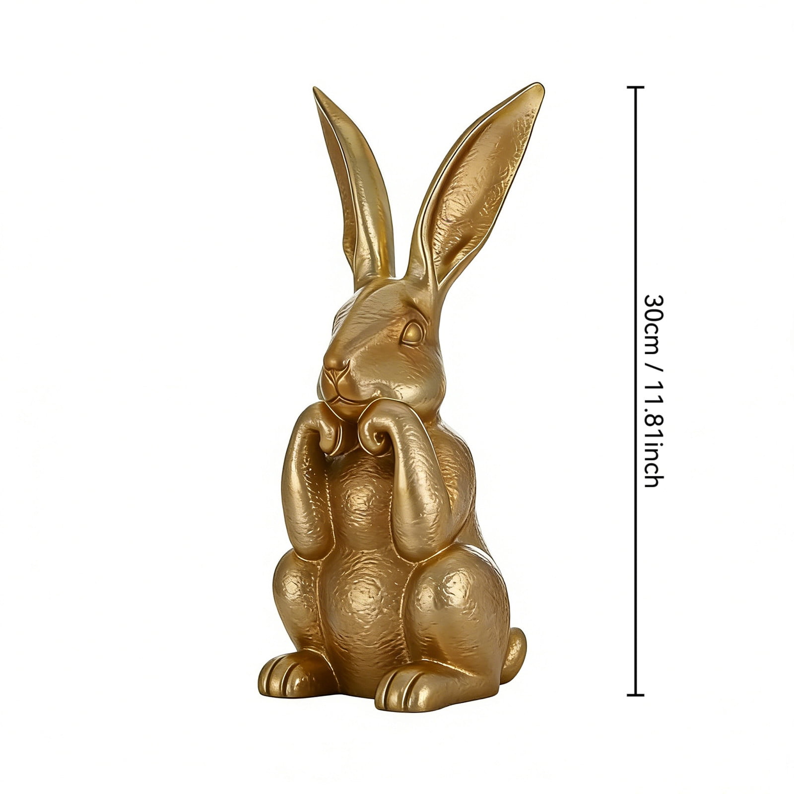 UNLLLL Easter Bunny Figurines Decor, Gold Bunny Statue, 3D Printing Easter Bunny Figurine, Golden Plastic Bunny Decor Rabbit Figurines, for Garden, Table Centerpiece, Easter Decor