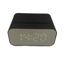 Wireless Charging Bluetooth Speaker Clock Led Display Alarm Clock Speaker with FM Radio USB Fast Charger