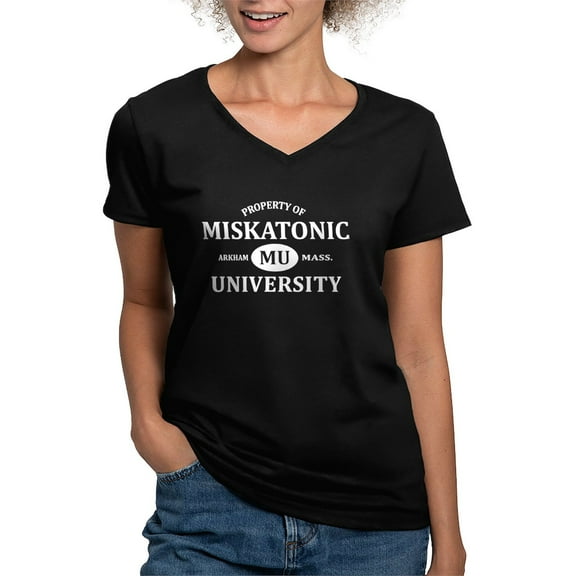 CafePress - Property Of Miskatonic University Women's V Neck D - Women's V-Neck Dark T-Shirt