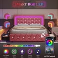 thumbnail image 3 of 4 Ever Twin Size Mattress, LED Bed Frame with Headboard, PU Leather, 2 Storage Drawers, Upholstered Platform Bed, 3 of 10