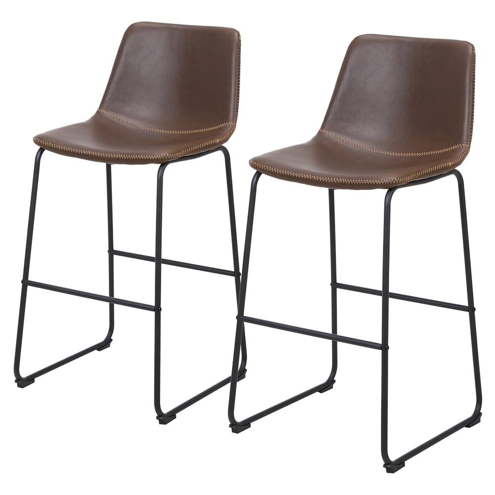 Lowestbest Retro High Stool, Bar Stool with Backrest for Restaurant Office, Dark Brown
