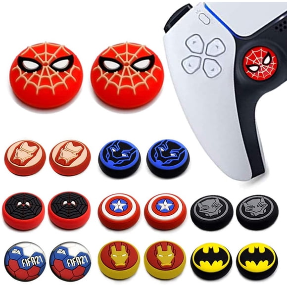 HAHDAXIA 2 Pcs Housse de Stick Analogique, Capuchons de Joystick de Télécommande de Jeu Sans Fil Dualsense, Fantastique Housse de Protection en Silicone Antidérapante pour PS5/PS4/Xbox one/360/NS PRO (Spid)
