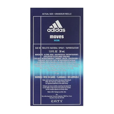 Adidas Moves for Him Eau de Toilette Spray for Men, 1.7 fl oz, Long Lasting, Sporty Fragrance