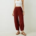 thumbnail image 6 of ZQUUVOU Women's Pants Solid Color High Waist Drawstring Loose Casual Long Pants with Pocket(Burgundy,L), 6 of 9