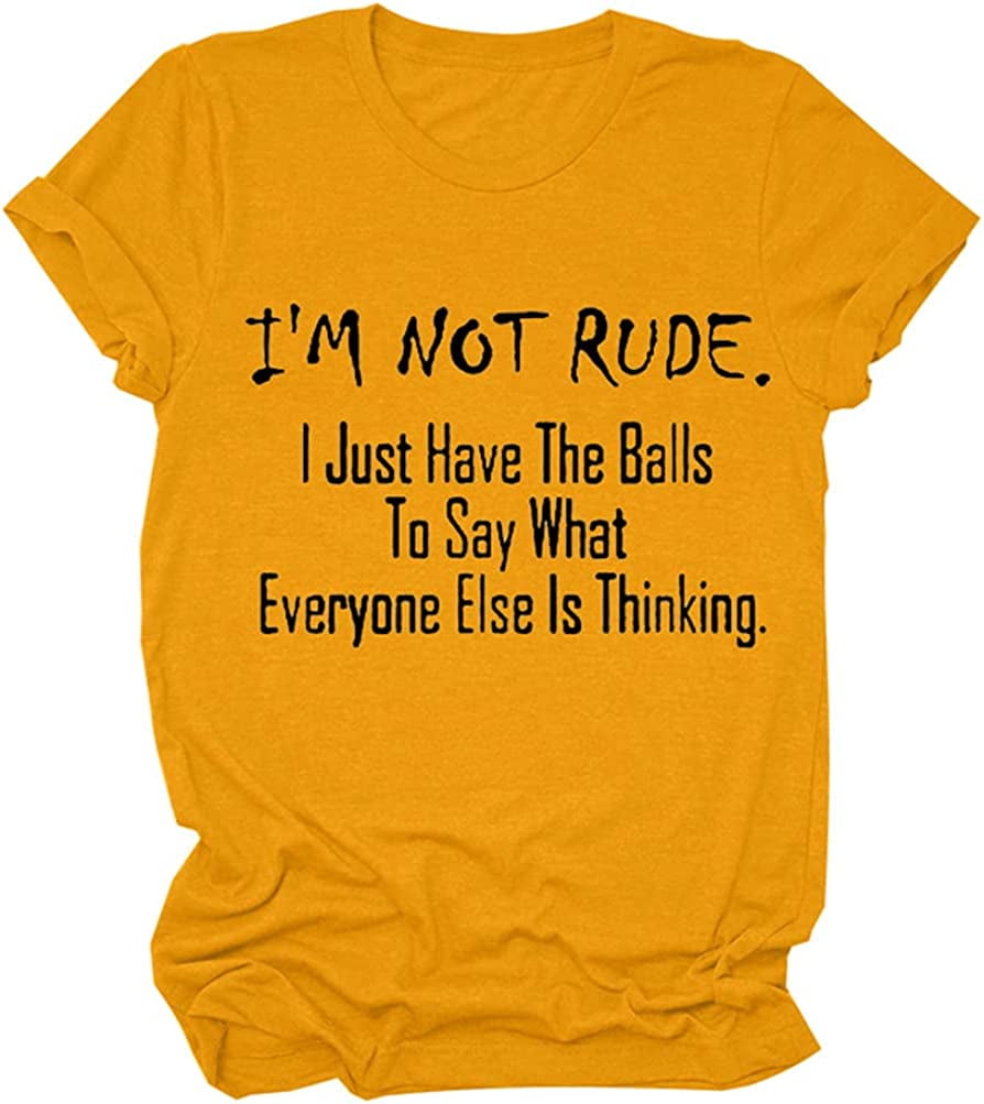 I'm Not Rude T Shirts Women Momlife Shirts with Funny Saying Cute Graphic  Tee Novelty Tops Yellow XX-Large 