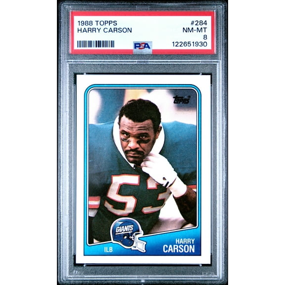 Graded 1988 Topps Harry Carson #284 Football Card PSA 8 Near Mint