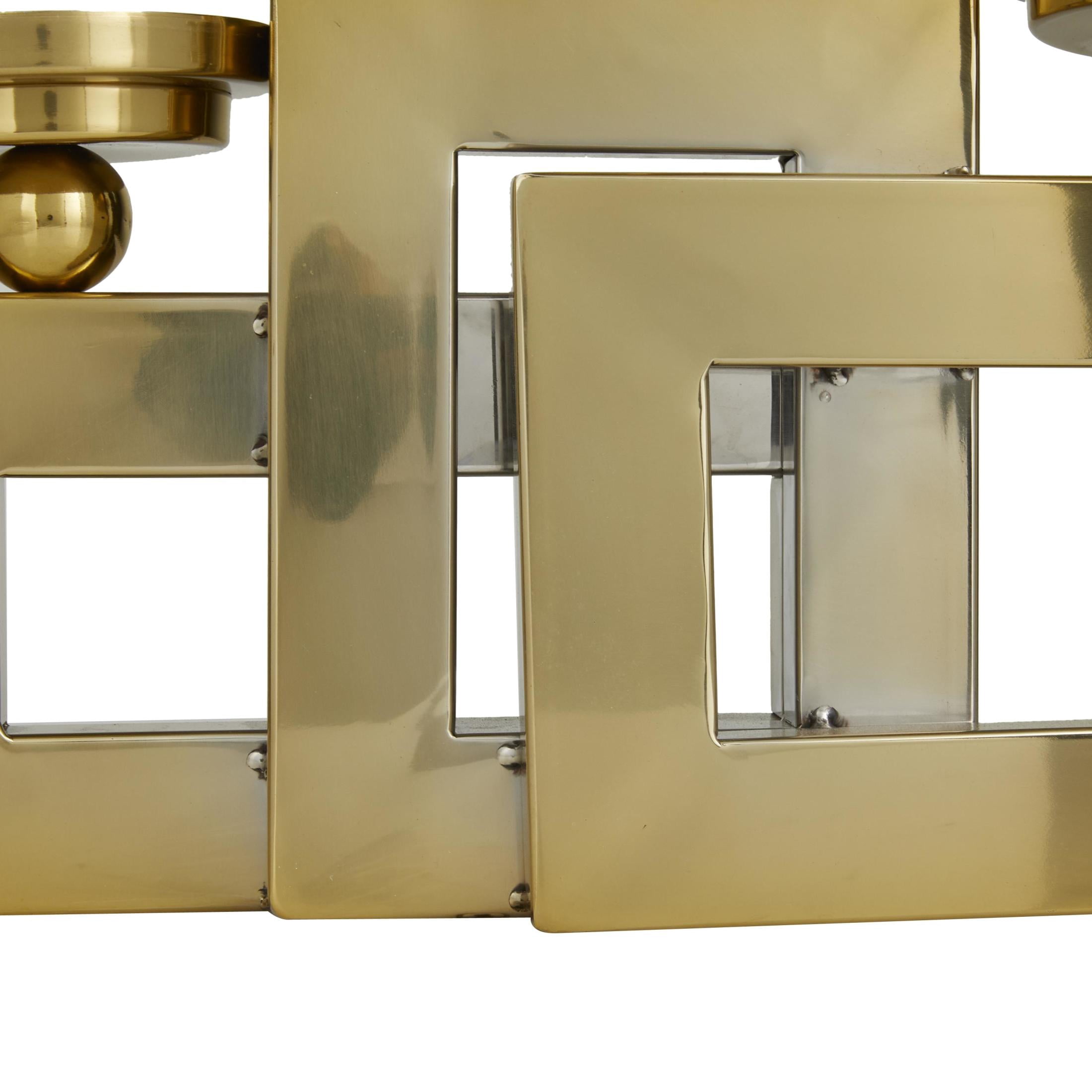 DecMode 3 Candle Gold Stainless Steel Metal Pillar 3 Plate Candle Holder