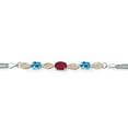 thumbnail image 2 of 925 Silver and 10K Yellow Gold Ruby Red Mystic Topaz and Swiss Blue Topaz and White Lab Grown Diamond Bracelet for Women (1.96 Cttw, Gemstone November Birthstone, Oval, Wheat Chain, 7 inches), 2 of 5