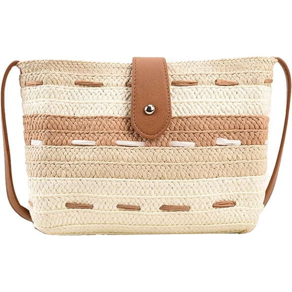 Kukuzhu Straw Crossbody Bags for Women, Summer Straw Purse and Handbags Hand Woven Shoulder Clutch Bag for Vacation