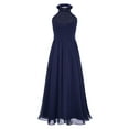 thumbnail image 2 of Manyakai Kids Flower Girls Wedding Dress Sequins Halter Princess Ruched Chiffon Maxi Evening Gown Navy Blue 16, 2 of 7
